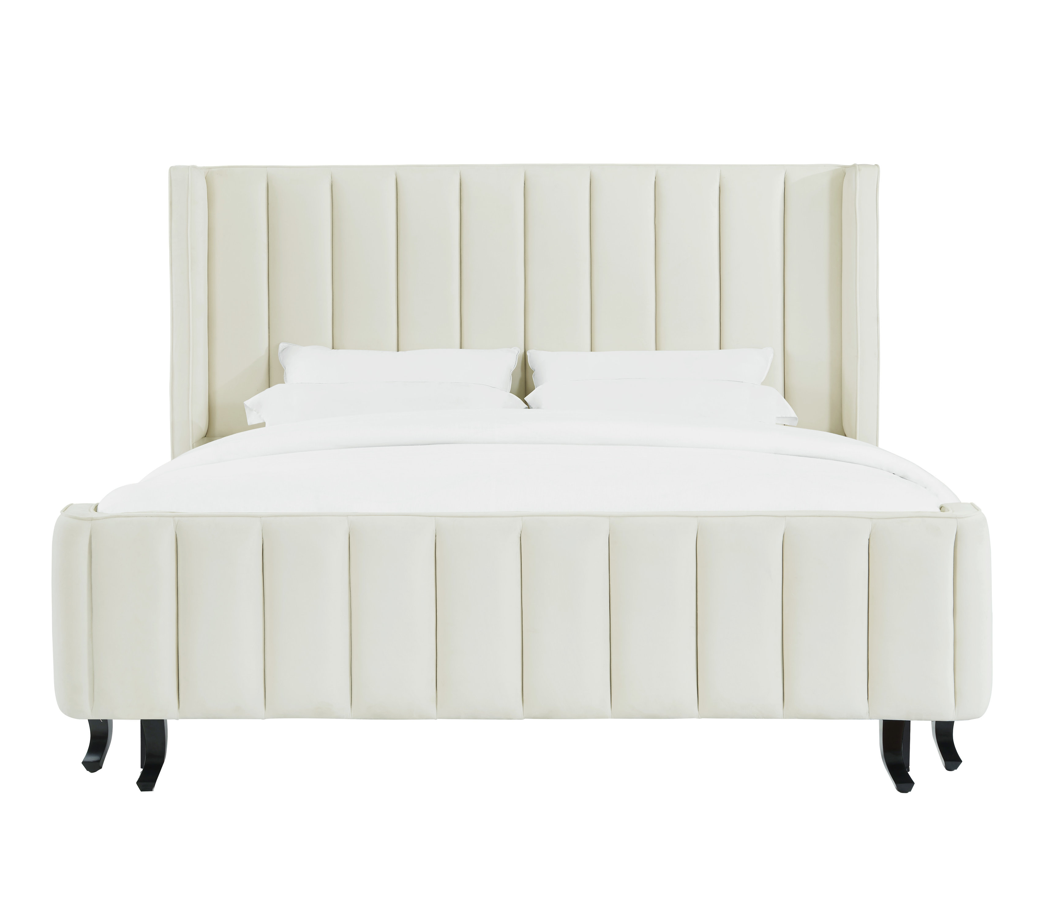 Waverly Cream Velvet Bed In King TOV Furniture