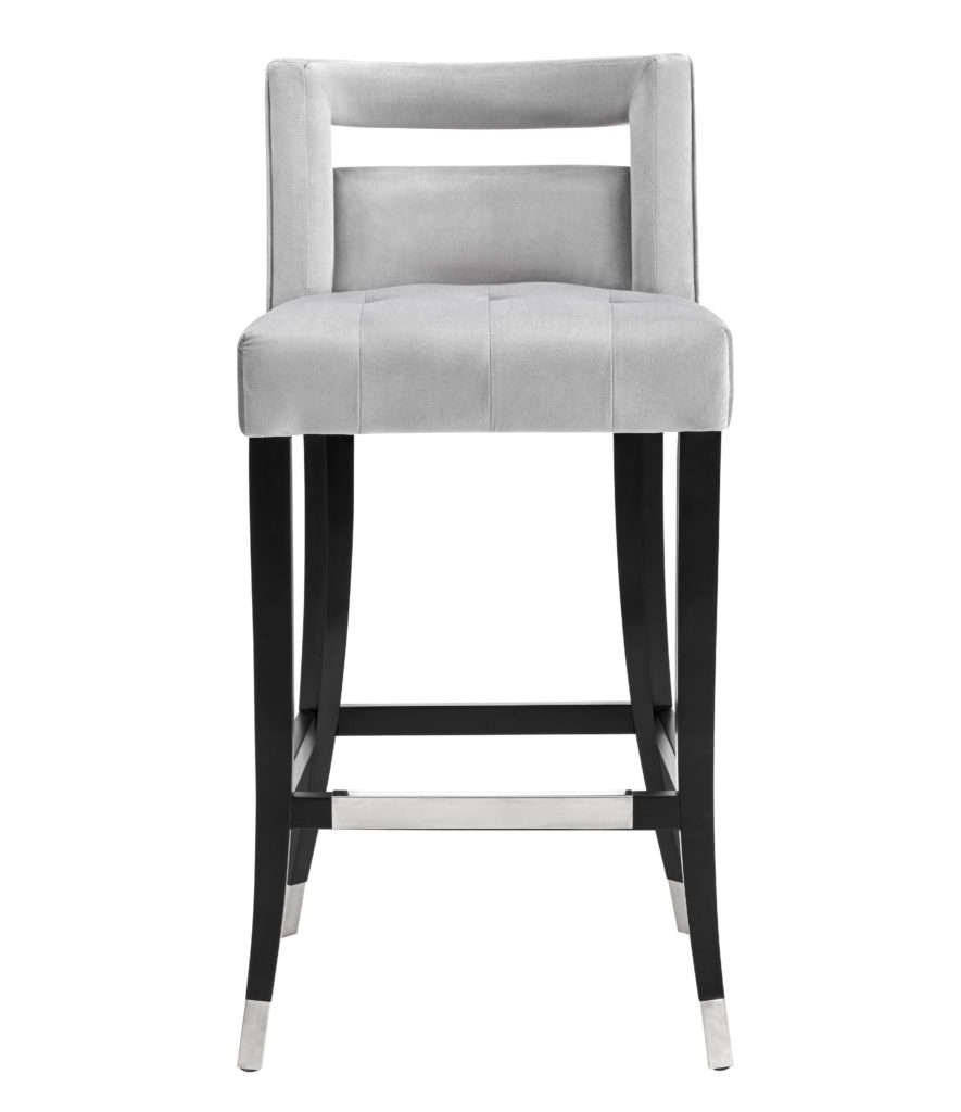 Hart Grey Velvet Bar Stool TOV Furniture
