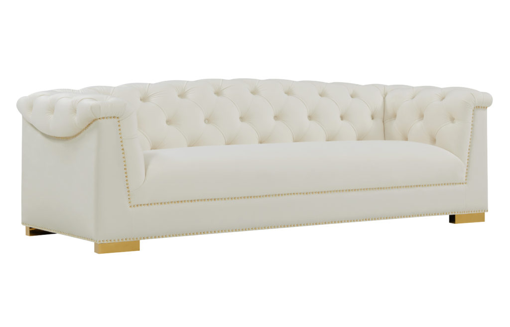 Farah Cream Velvet Sofa By Inspire Me! Home Decor TOV Furniture