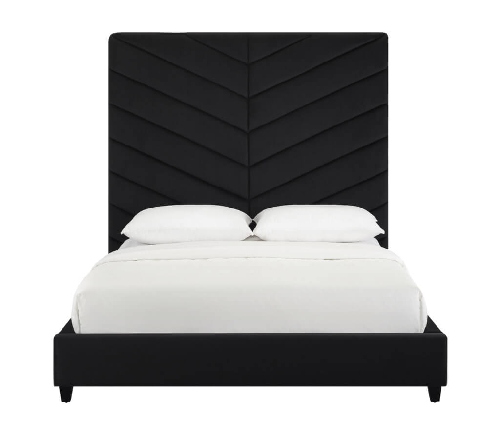 Javan Black Velvet Bed In King TOV Furniture