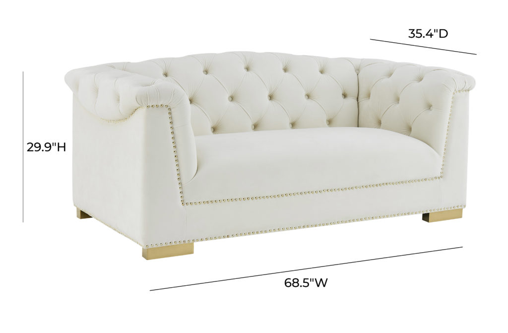 Farah Cream Velvet Loveseat By Inspire Me! Home Decor TOV Furniture