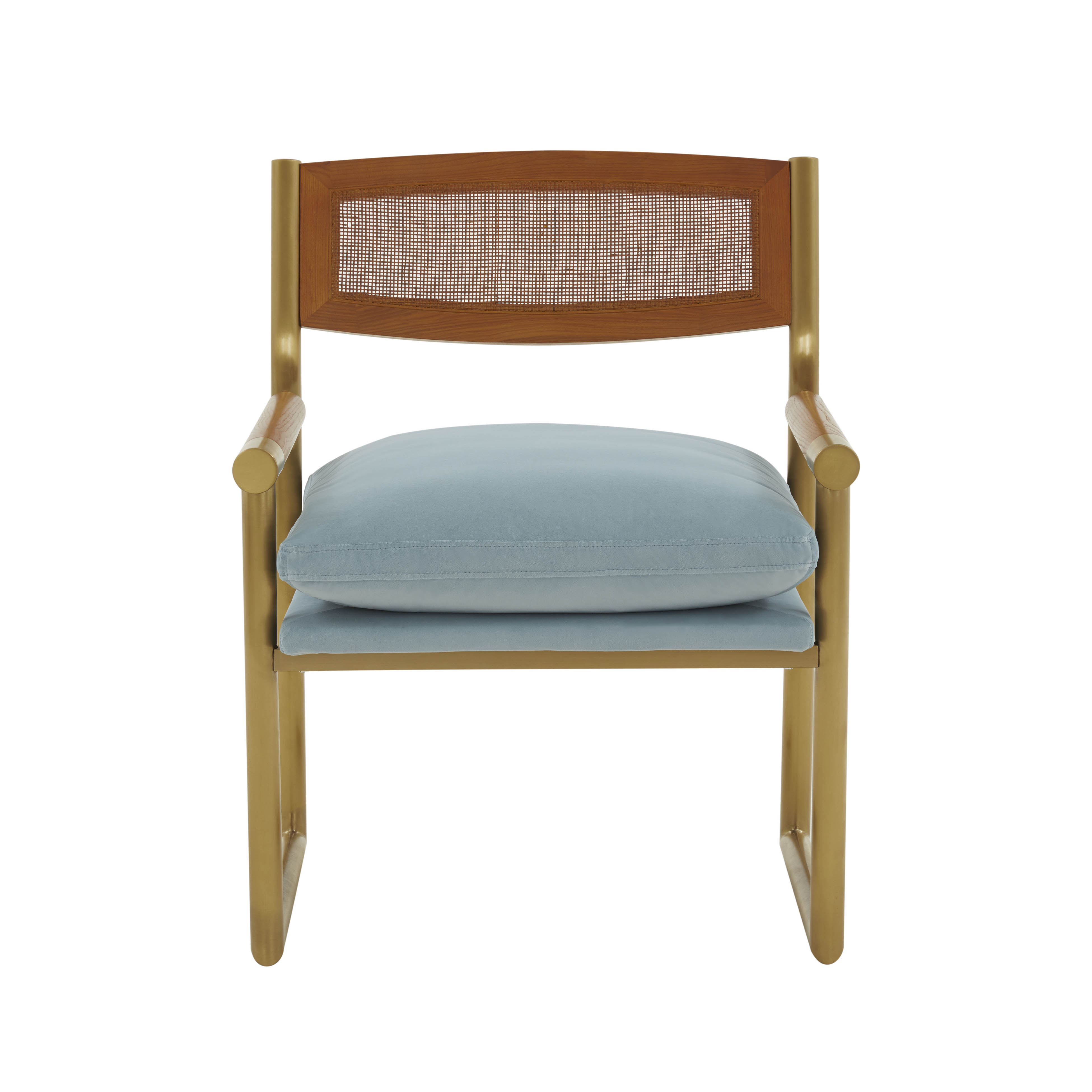 Harlow Rattan Dusty Blue Velvet Chair TOV Furniture