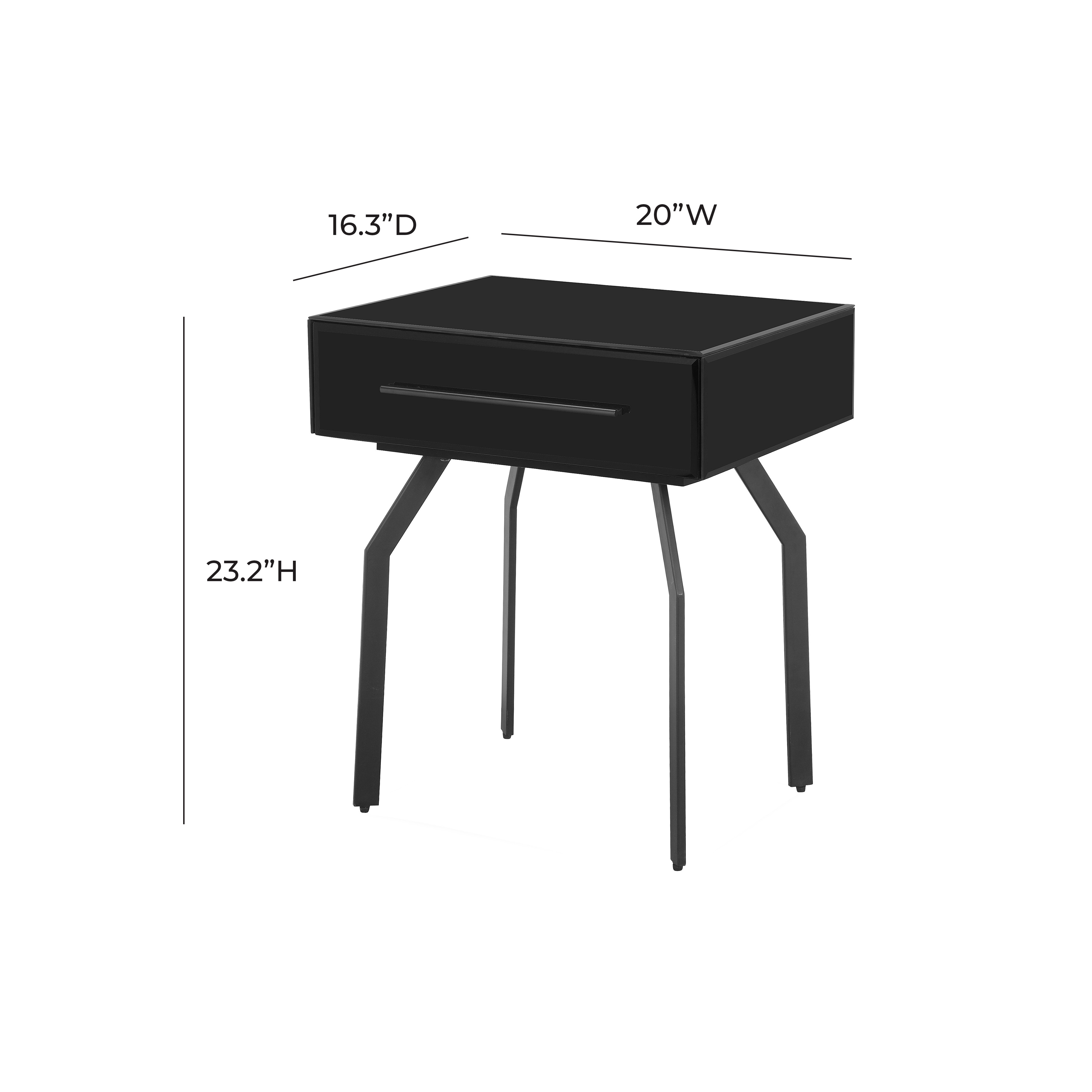 Santana Black Glass Side Table TOV Furniture