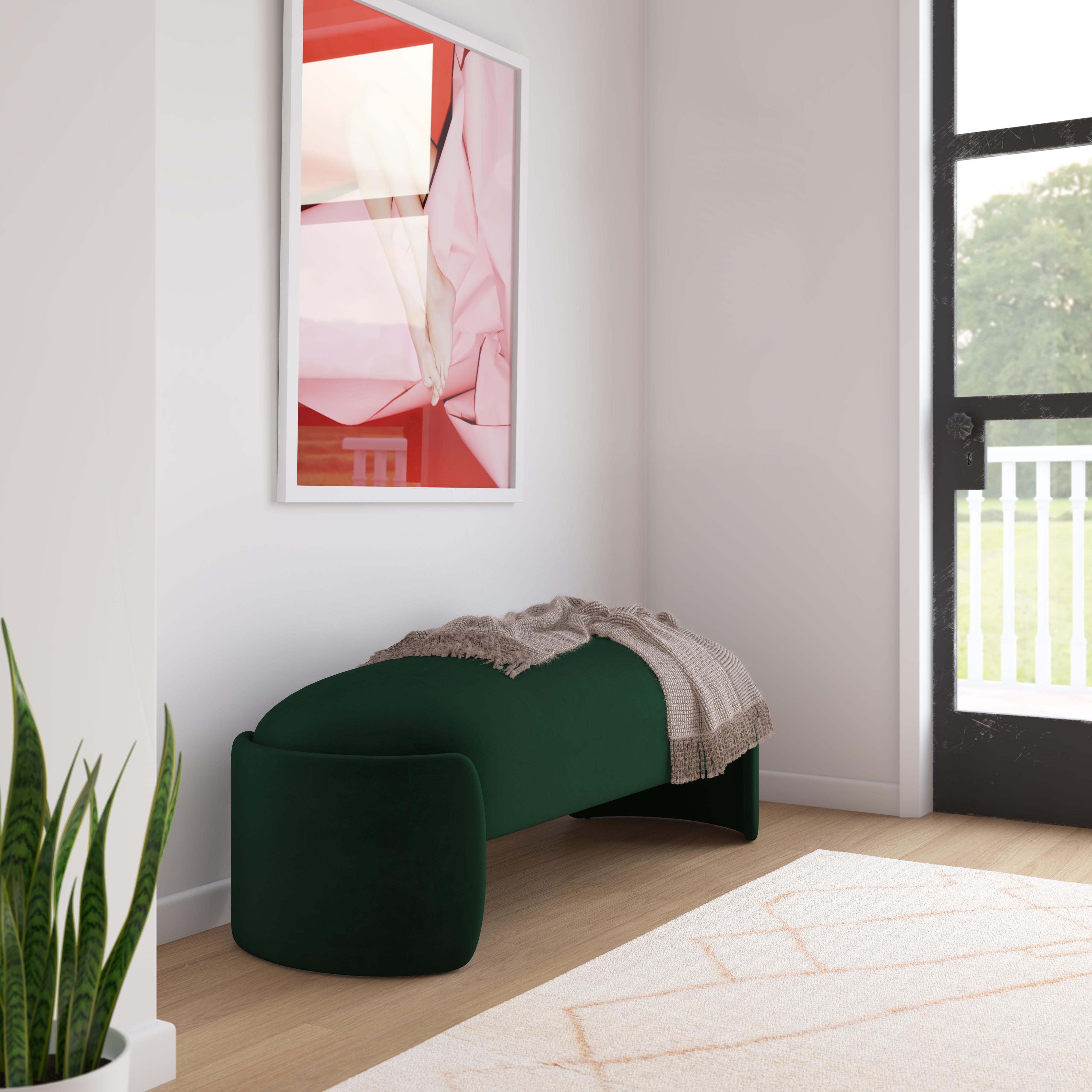 Toledo Forest Green Velvet Bench TOV Furniture