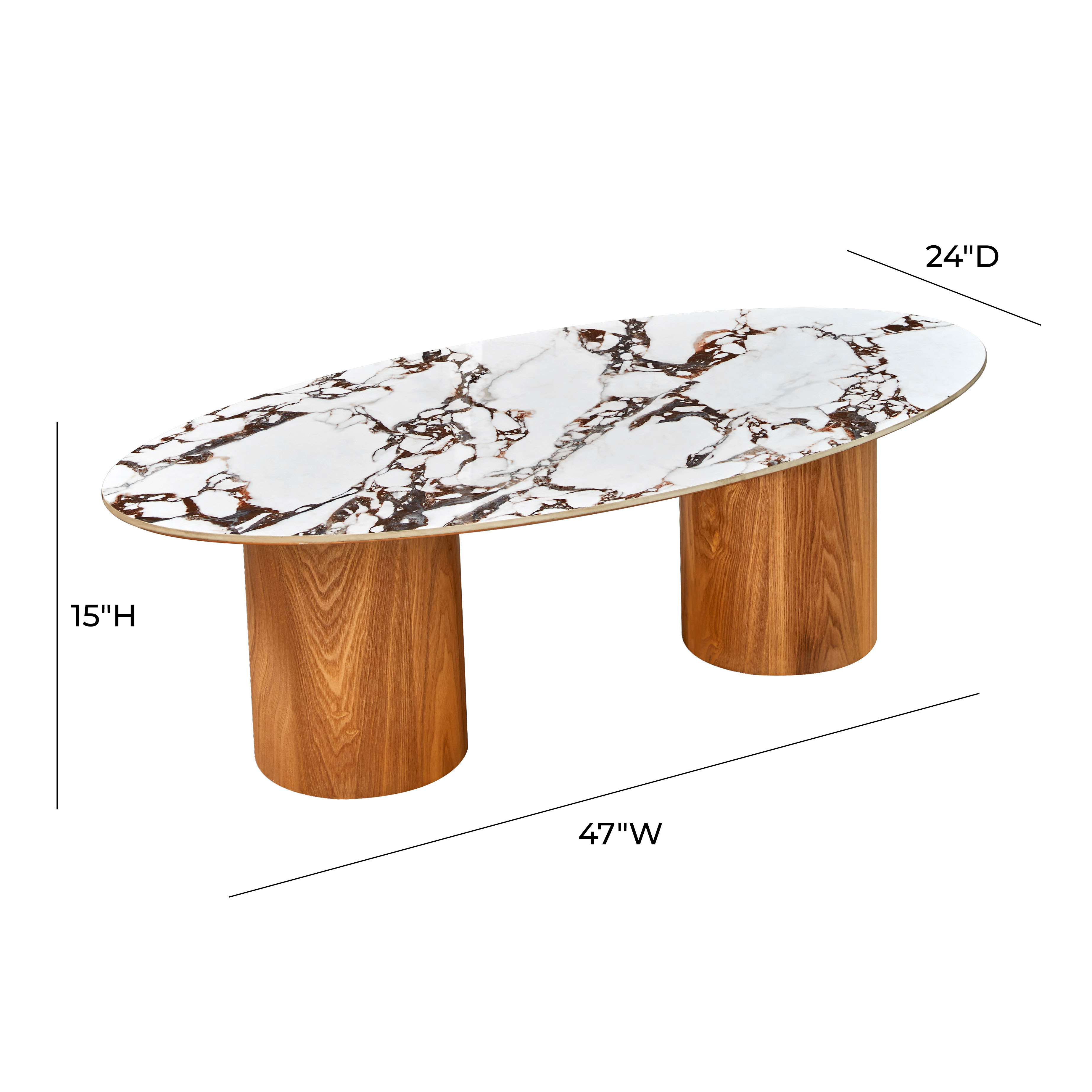 Tamara Marble Ceramic Oval Coffee Table TOV Furniture